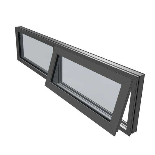 Black Awning Window 595h x 1715w Double Glazed - Obscure