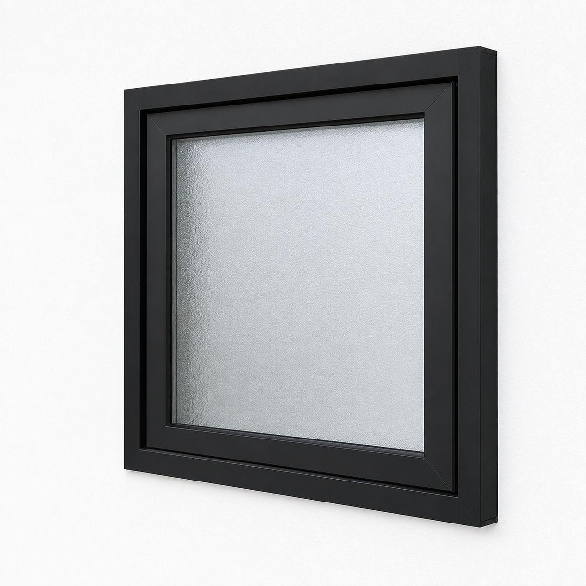 Black Awning Window - 595h X 595w Double Glazed - Obscure