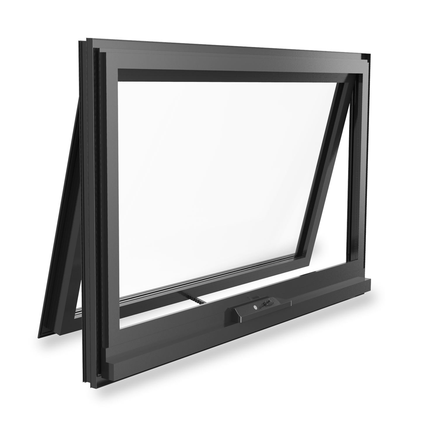Black Awning Window 600h x 1795w Double Glazed + 40mm added to height and width