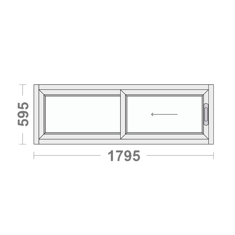 Black Sliding Window 595h x 1795w Double Glazed - with screen