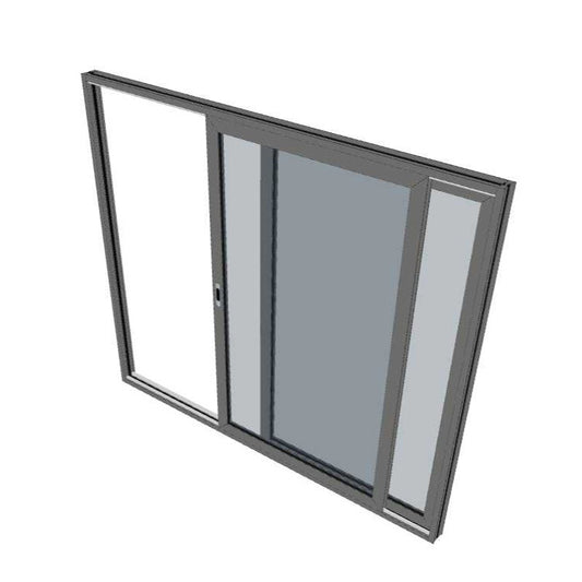 Black Sliding  Door - 2095h X 2390w - 2 Panel - Double Glazed - WITH SCREEN - LEFT HAND